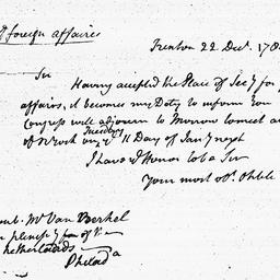 [Document, 1784 December 22]