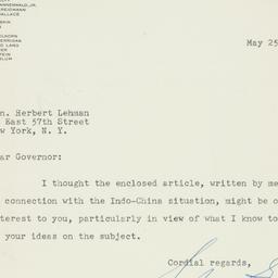 Telegram: 1954 May 25