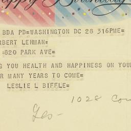 Telegram: 1957 March 28