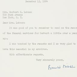 Letter: 1964 December 15