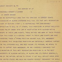 Telegram: 1950 November 30