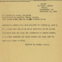 Telegram: 1950 September 18