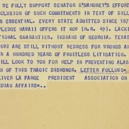 Telegram: 1950 June 8