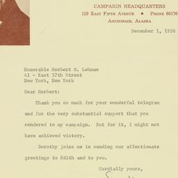 Telegram: 1958 December 1