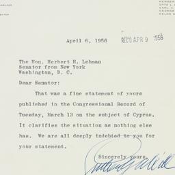 Telegram: 1956 April 6
