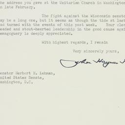 Letter: 1954 March 18