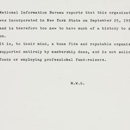 Memorandum: 1952 October 30