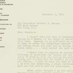 Letter: 1961 December 4