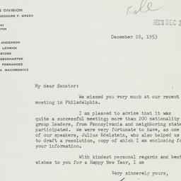 Letter: 1953 December 28