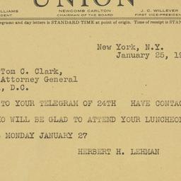 Telegram: 1947 January 25