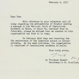 Letter: 1953 February 6
