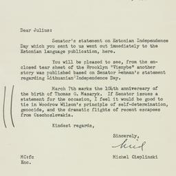 Letter: 1954 March 1