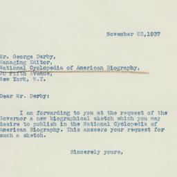 Letter: 1937 November 23