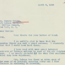 Letter: 1938 April 5