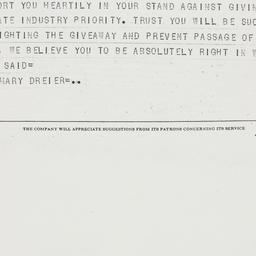 Telegram: 1954 July 19