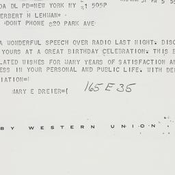 Telegram: 1958 March 31