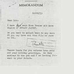 Memorandum: 1953 December 22