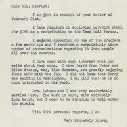 Letter: 1951 March 1