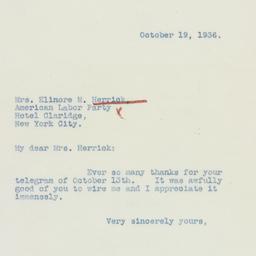Letter: 1936 October 19