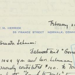 Letter: 1951 February 27