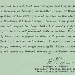 Telegram: 1943 February 12