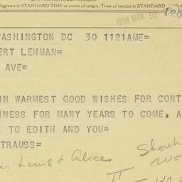 Telegram: 1958 March 30