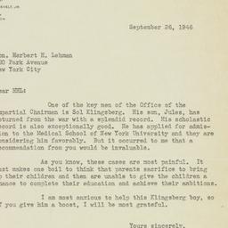 Letter: 1946 September 26