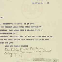 Telegram: 1948 November 17