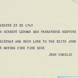 Telegram: 1948 December 23