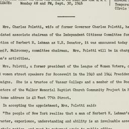 Press Release: 1946 Septemb...