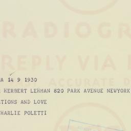 Telegram: 1949 November 9