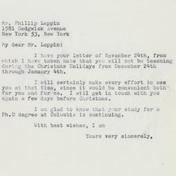 Letter: 1959 November 28