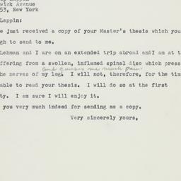 Letter: 1959 July 26