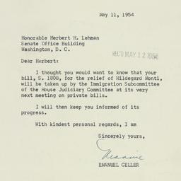 Letter: 1954 May 11