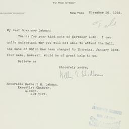 Letter: 1935 November 26