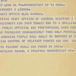 Telegram: 1951 April 12
