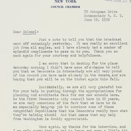 Letter: 1950 June 19