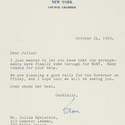 Letter: 1950 October 24