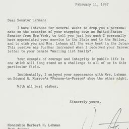 Letter: 1957 February 11