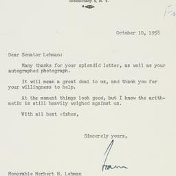 Letter: 1958 October 10