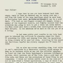 Letter: 1950 December 5
