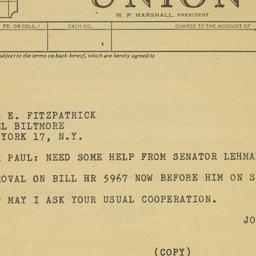 Telegram: 1950 August 18