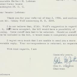Letter: 1956 May 7