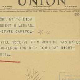 Telegram: 1936 July 16