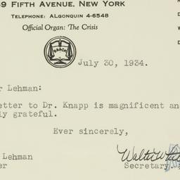 Letter: 1934 July 30
