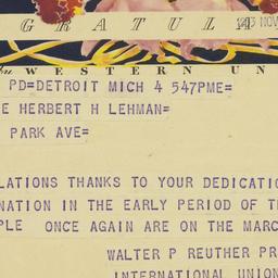 Telegram: 1953 November 4