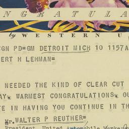 Telegram: 1949 November 10