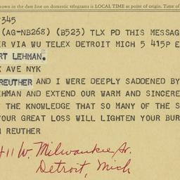 Telegram: 1963 December 5