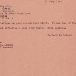 Telegram: 1944 July 21