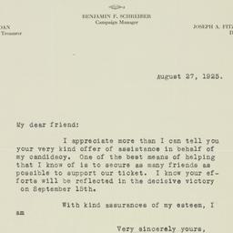 Letter: 1925 August 27